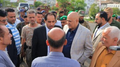 Youth Minister and Taiz Governor review conditions of Al-Saqr Club and Al-Shuhada Stadium in Taiz.