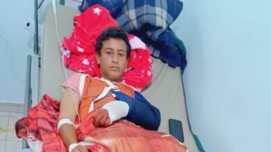 Child injured in airstrike by Houthi militias in Wadi Rishan, Lahij.