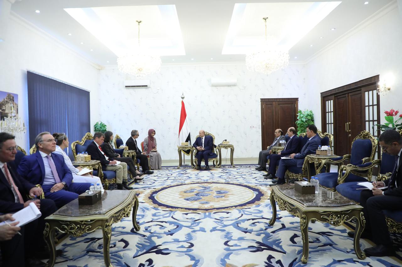 The Chairman of the Presidential Leadership Council receives European Union ambassadors in Aden.