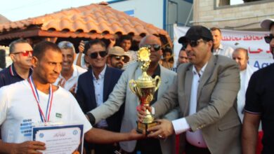 The Minister of Youth and Sports attends the 12th Aden Open Water Swimming Championship.