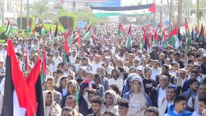 Mass protests continue in Marib in solidarity with Gaza, condemning the ongoing crimes of the occupying forces.