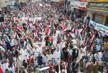 Crowds in Marib and Taiz celebrate Palestinian resistance victory and condemn the crimes of the occupation.