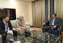 The Defense Minister discusses military developments with the British military attaché.