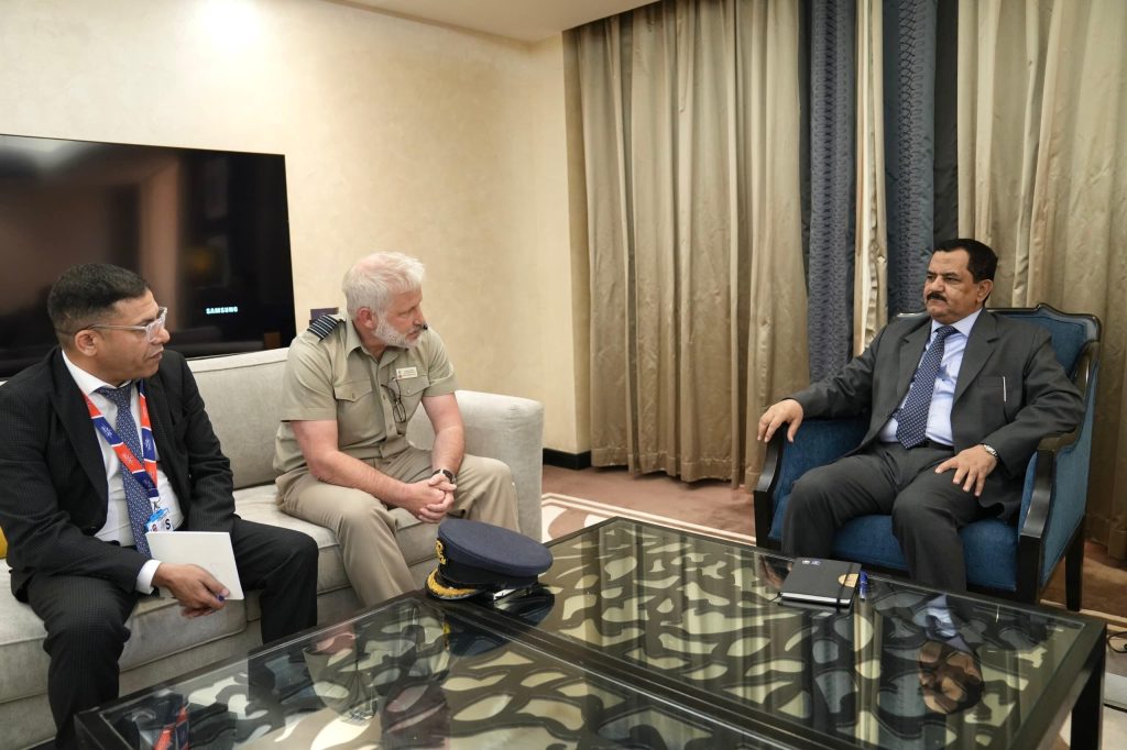 The Defense Minister discusses military developments with the British military attaché.