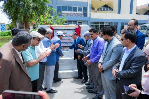 The Minister of Transport lays the foundation stone for the new headquarters of the General Authority of Civil Aviation.