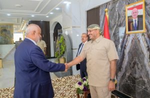 Council member Tariq Saleh receives well-wishers from the West Coast community in celebration of Eid al-Fitr.