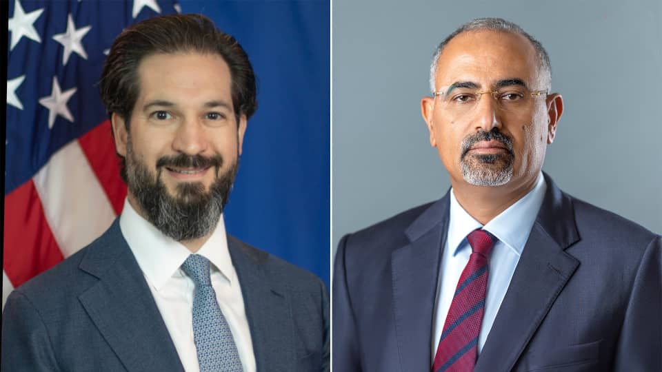 Council member Aidarus al-Zubaidi discusses Yemen and regional developments with the U.S. chargé d'affaires.