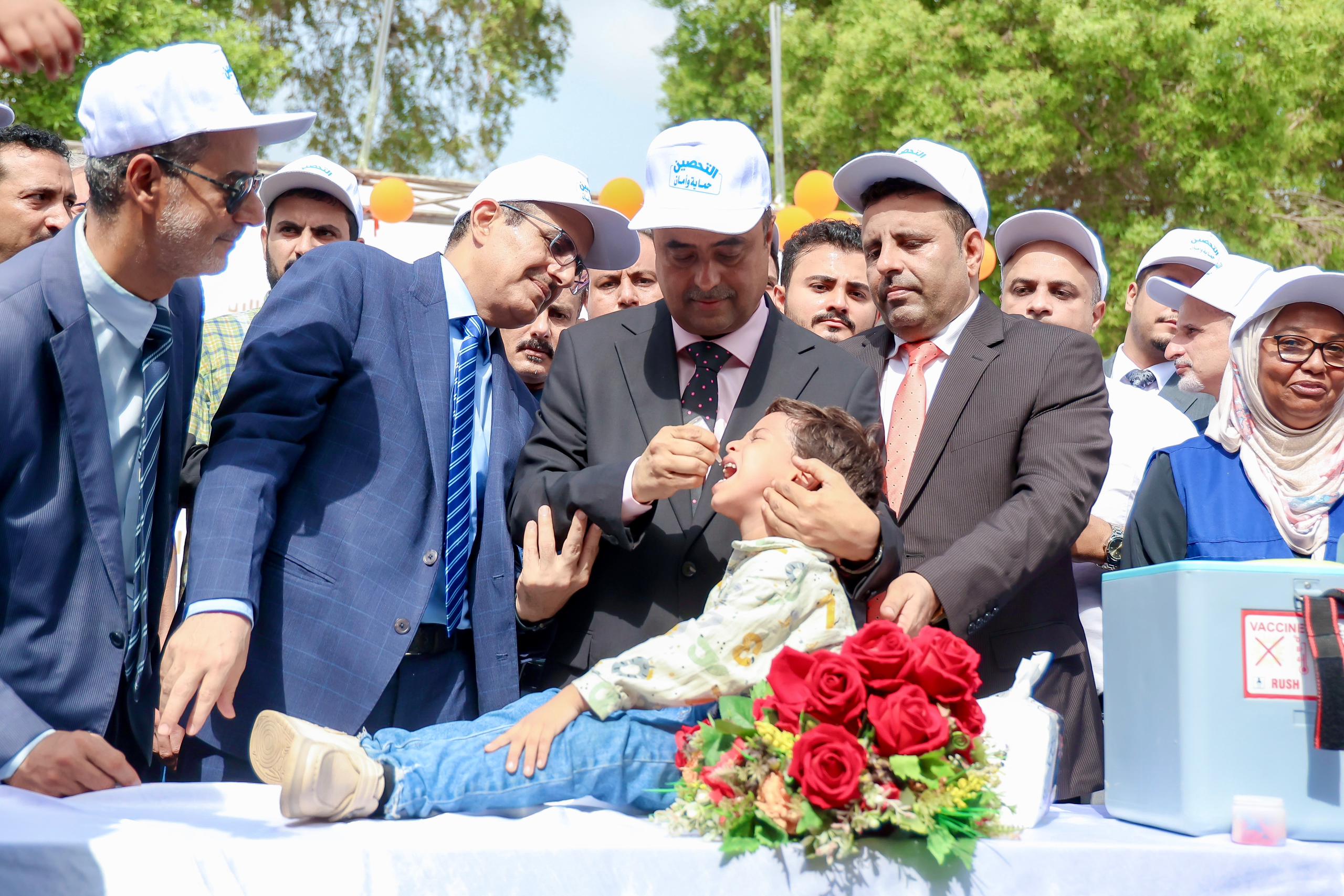 The Prime Minister launches the first phase of the national emergency polio vaccination campaign.