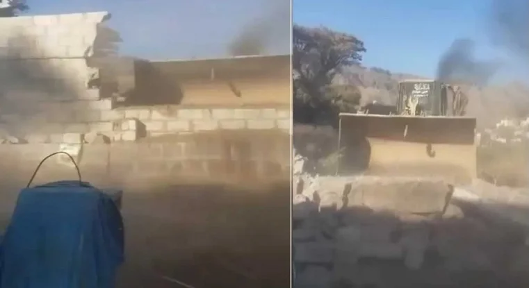 Houthi militia demolishes parts of a citizen's home and assaults him violently, raising concerns over escalating violence.
