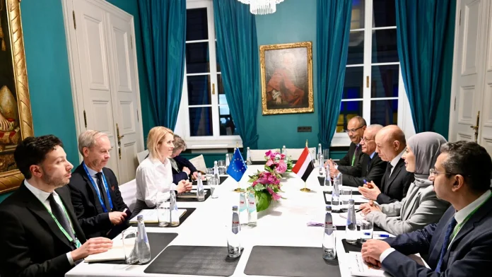 The Head of the Presidential Leadership Council urges the EU to shift from crisis management to ending the Houthi threat and enhancing security and economic partnerships.